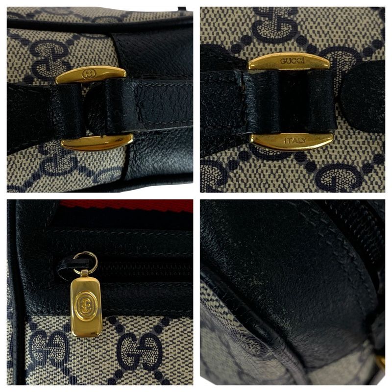Gucci Vintage Sherry Shoulder Bag Navy Beige