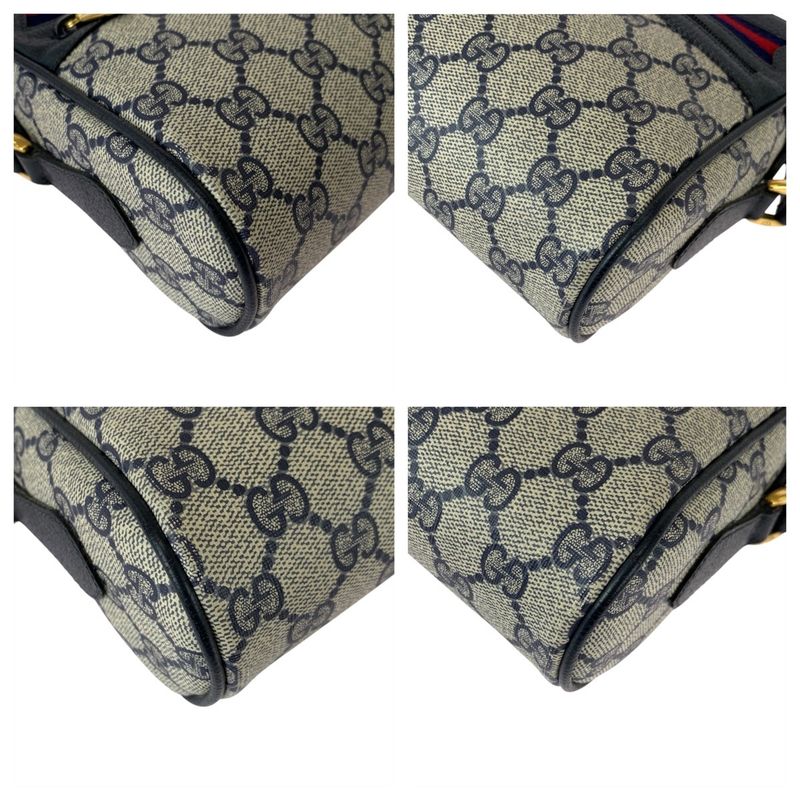Gucci Vintage Sherry Shoulder Bag Navy Beige