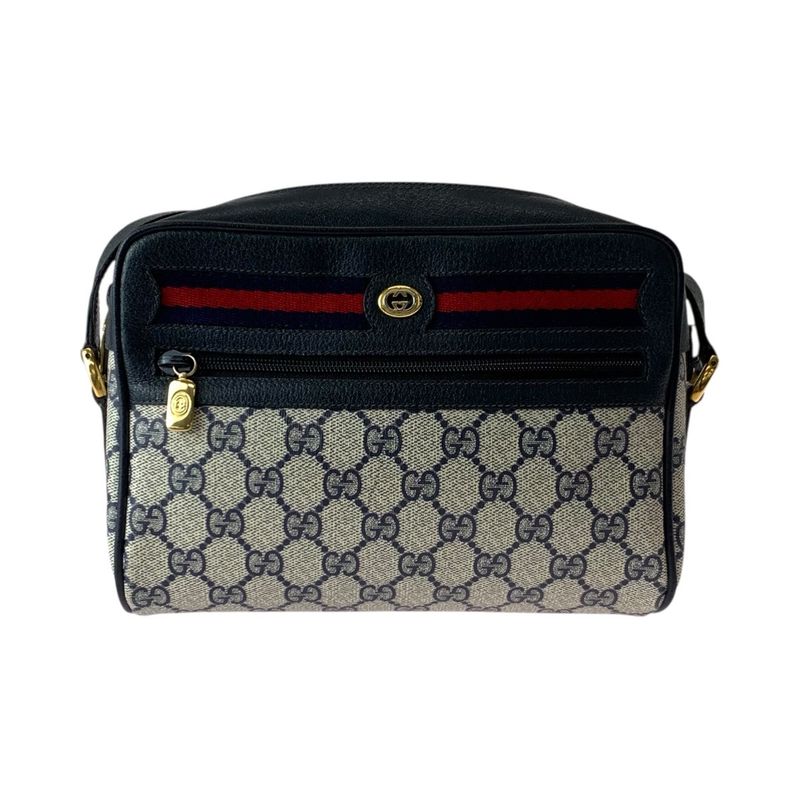 Gucci Vintage Sherry Shoulder Bag Navy Beige