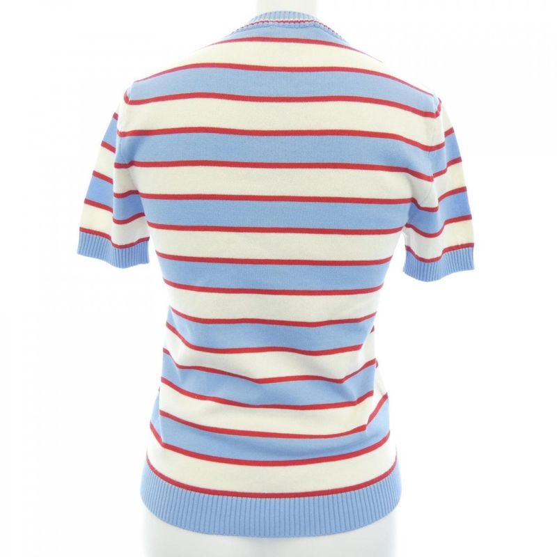 Prada Striped Cotton Crew Neck Sweater Knit Blue