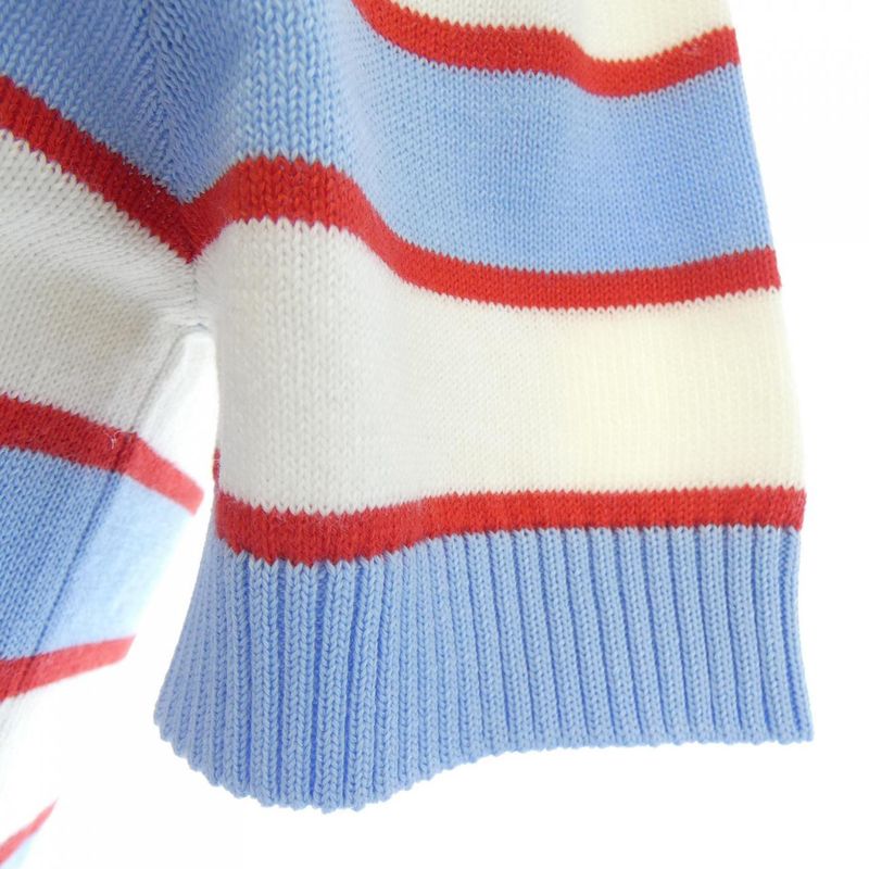 Prada Striped Cotton Crew Neck Sweater Knit Blue