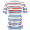 Prada Striped Cotton Crew Neck Sweater Knit Blue