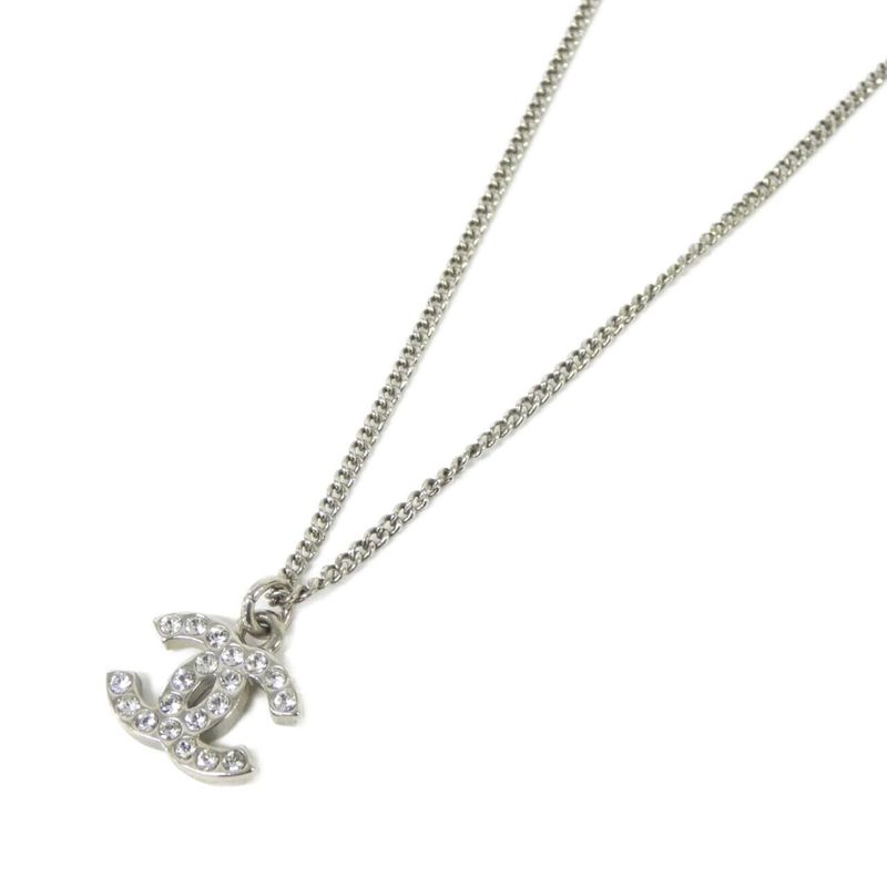 Chanel Necklace Silver Crystal
