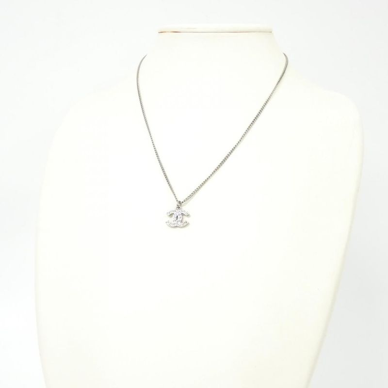 Chanel Necklace Silver Crystal