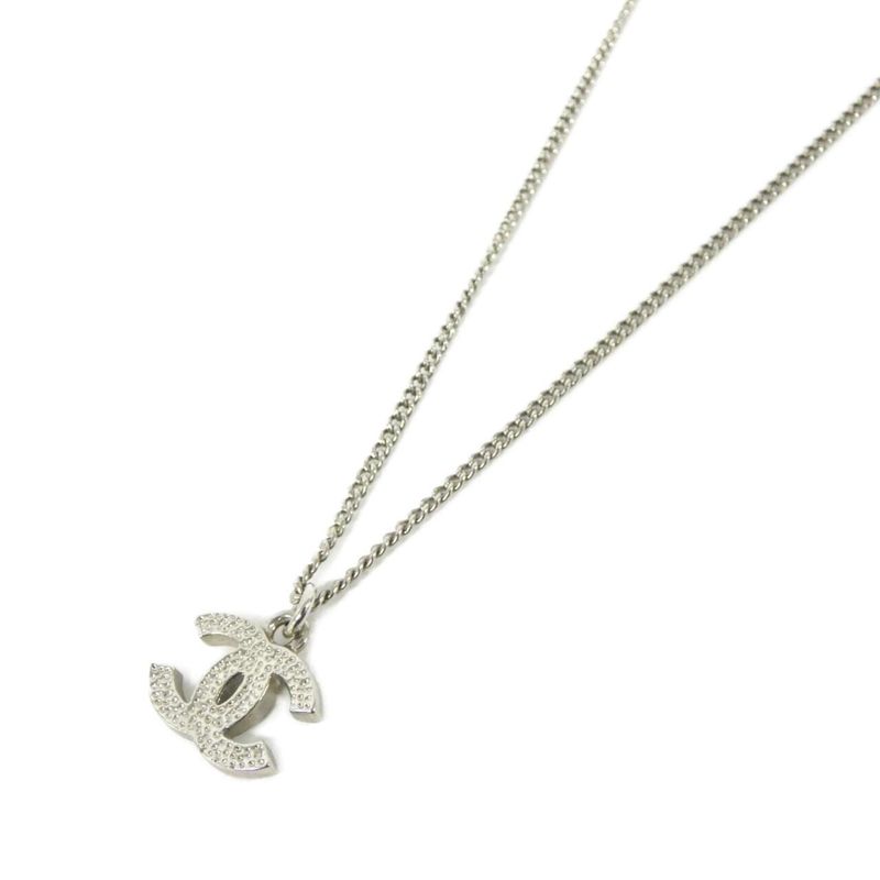 Chanel Necklace Silver Crystal