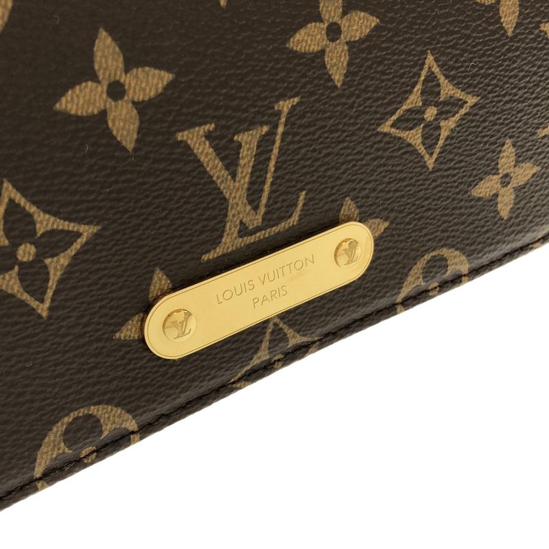 Louis Vuitton Monogram Wallet on Chain Lily Shoulder Bag Marron