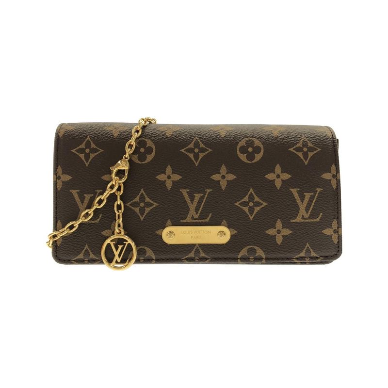 Louis Vuitton Monogram Wallet on Chain Lily Shoulder Bag Marron