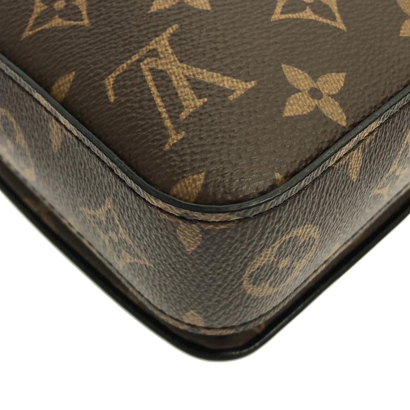 Louis Vuitton Monogram Macassar S Lock Vertical Wearable Wallet Shoulder Bag Marron