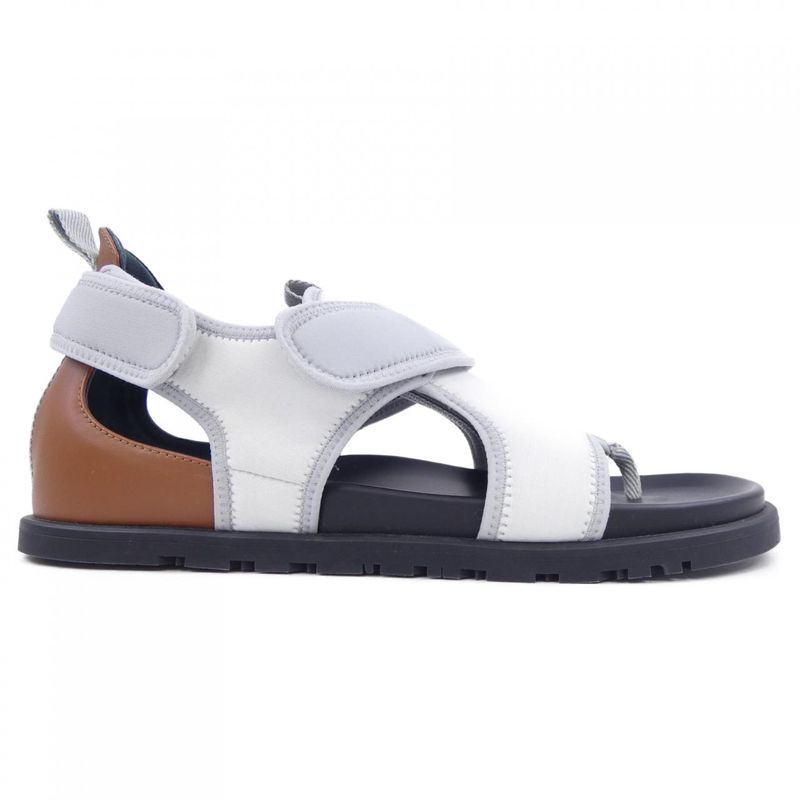 Hermes Giorno Sandals White 42 Gray Brown