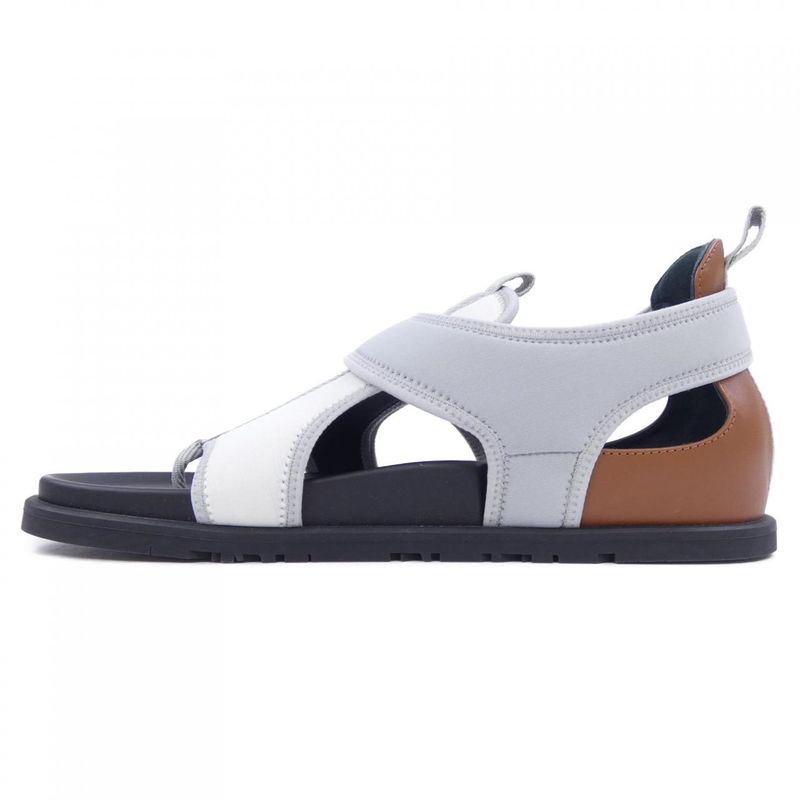 Hermes Giorno Sandals White 42 Gray Brown