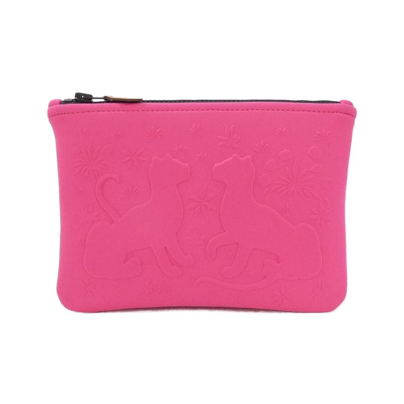 Hermes Neovine Leopard PM Pouch Rose Blogger Black