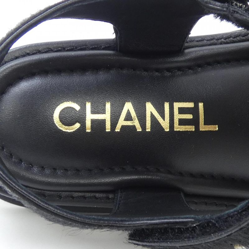 Chanel Sandals Calfskin Black