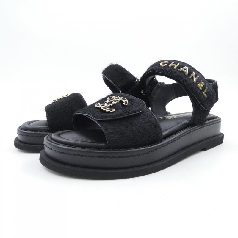 Chanel Sandals Calfskin Black