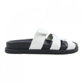 Hermes Chypre Sandals Calfskin Black White