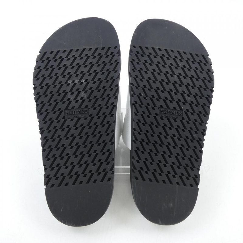 Hermes Chypre Sandals Calfskin Black White