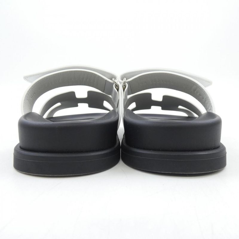 Hermes Chypre Sandals Calfskin Black White