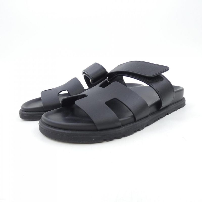 Hermes Chypre Sandals Calfskin Black
