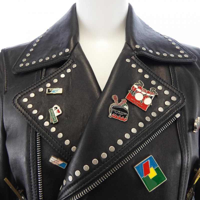 Saint Laurent Leather Jacket Black 36