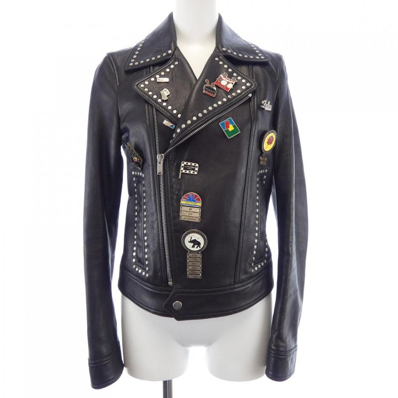 Saint Laurent Leather Jacket Black 36