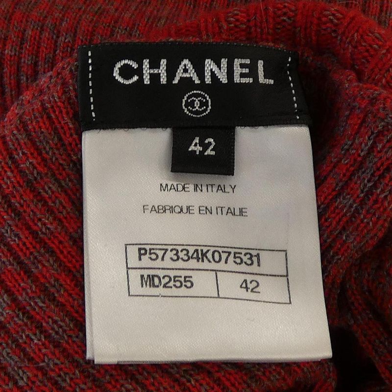 Chanel Knit Top Cashmere Red Gray