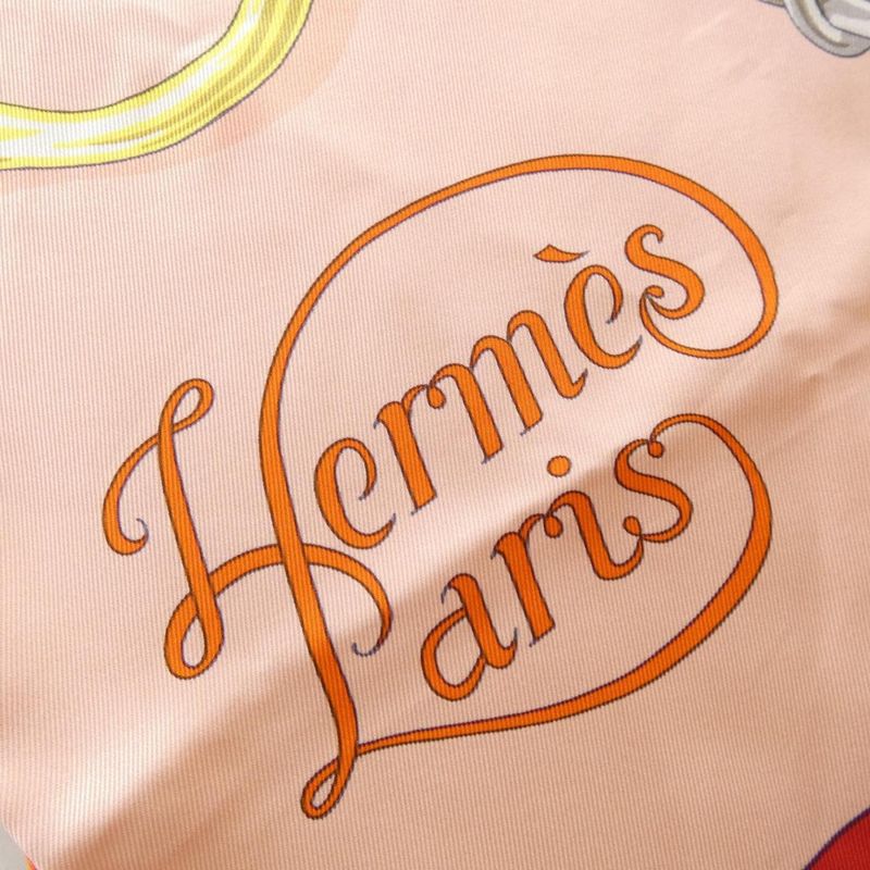 Hermes Carre Scarf Silk White Rouge