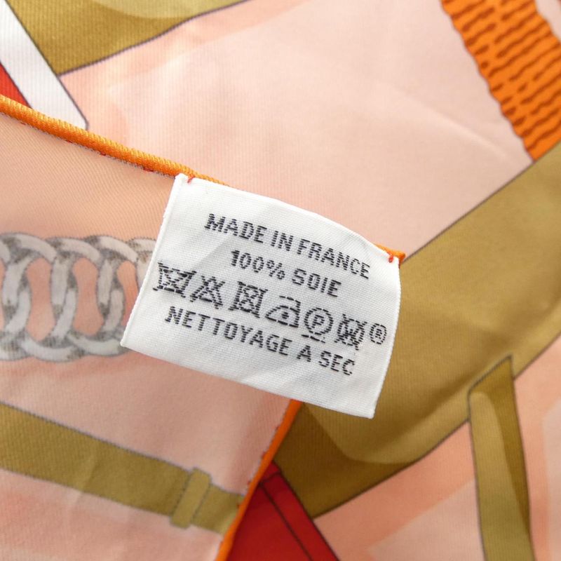 Hermes Carre Scarf Silk White Rouge