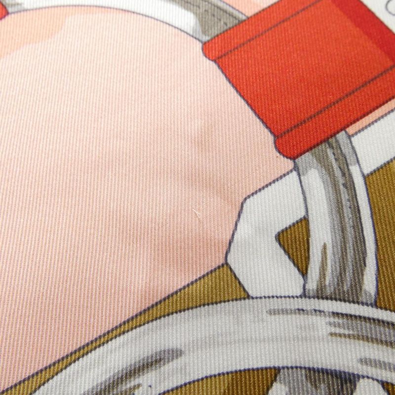 Hermes Carre Scarf Silk White Rouge