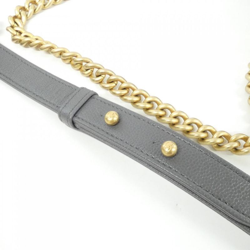 Chanel Shoulder Bag Caviar Grained Gray Mat