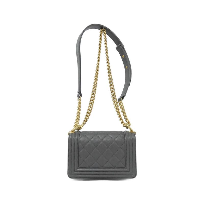 Chanel Shoulder Bag Caviar Grained Gray Mat
