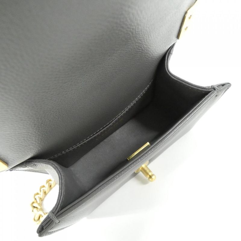 Chanel Shoulder Bag Caviar Grained Gray Mat
