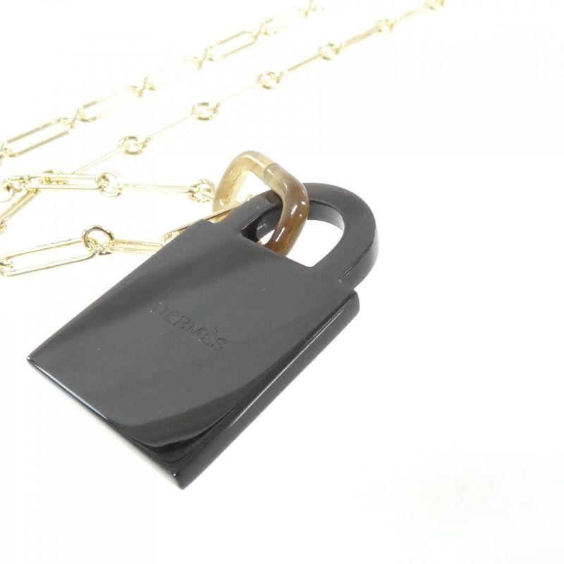 Hermes Amulet Lacquer Padlock GM Necklace Soir Perma Brass