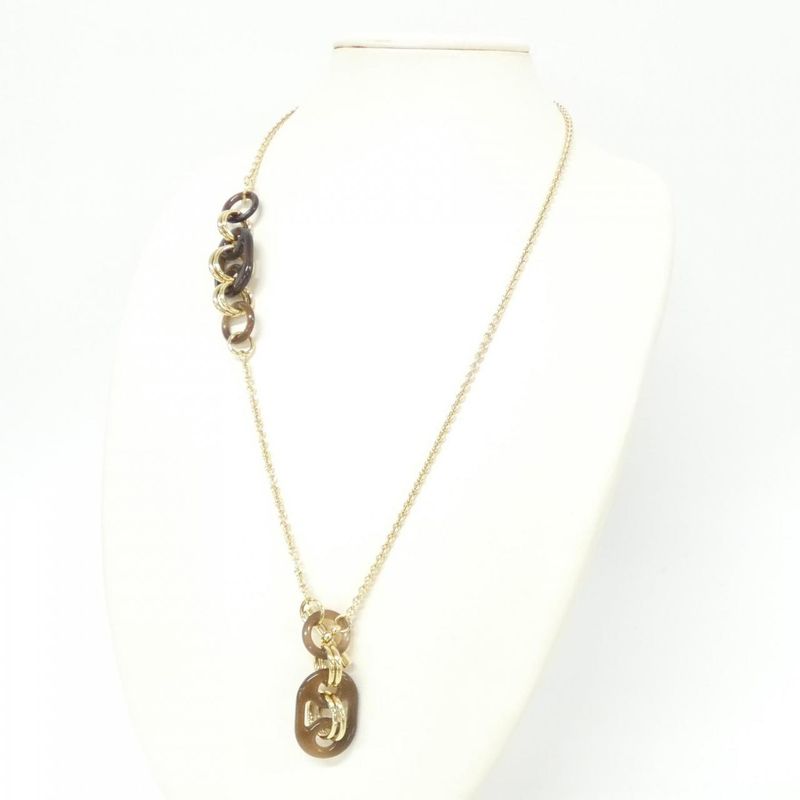 Hermes Eurydice Necklace Brown Perma Brass