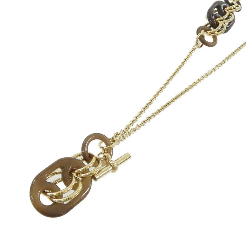 Hermes Eurydice Necklace Brown Perma Brass