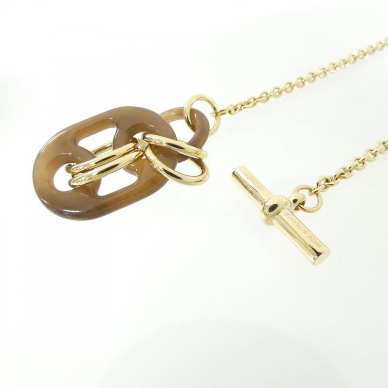 Hermes Eurydice Necklace Brown Perma Brass