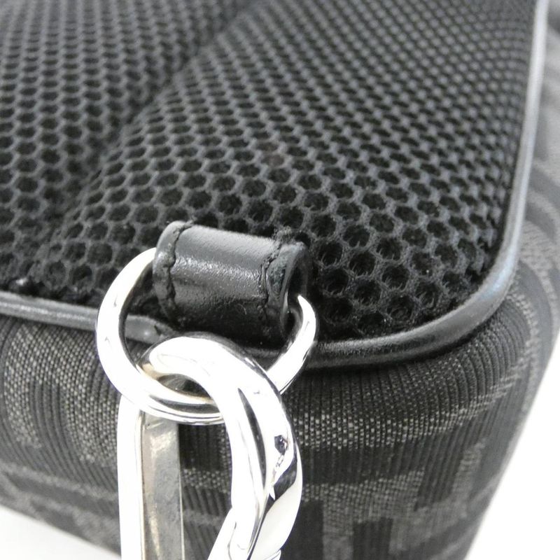 Fendi Shoulder Bag Leather Canvas Asfalto