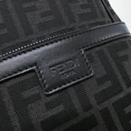 Fendi Shoulder Bag Leather Canvas Asfalto