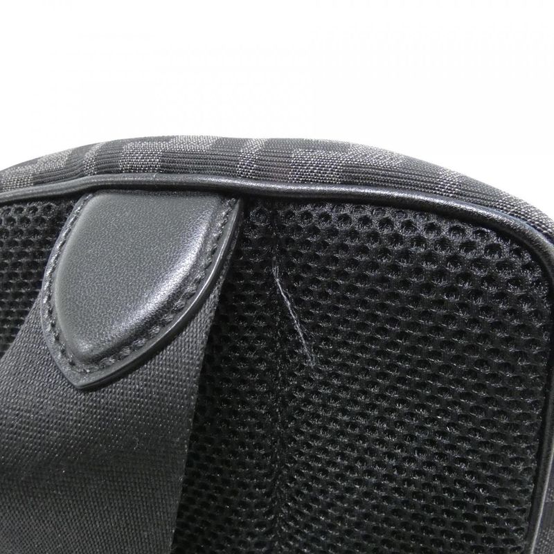 Fendi Shoulder Bag Leather Canvas Asfalto