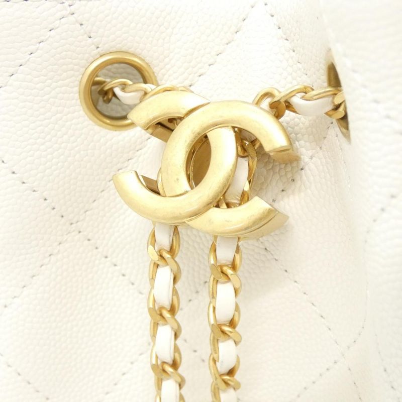 Chanel 25 Caviar Grained White Mat