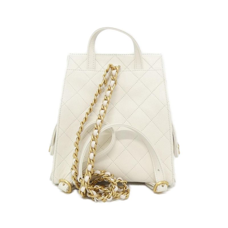 Chanel 25 Caviar Grained White Mat