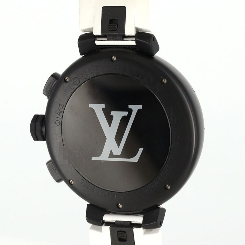 Louis Vuitton Tambour Black Chronograph SS Bracelet