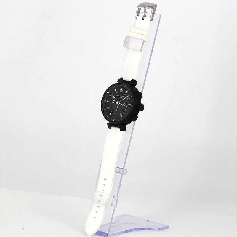 Louis Vuitton Tambour Black Chronograph SS Bracelet