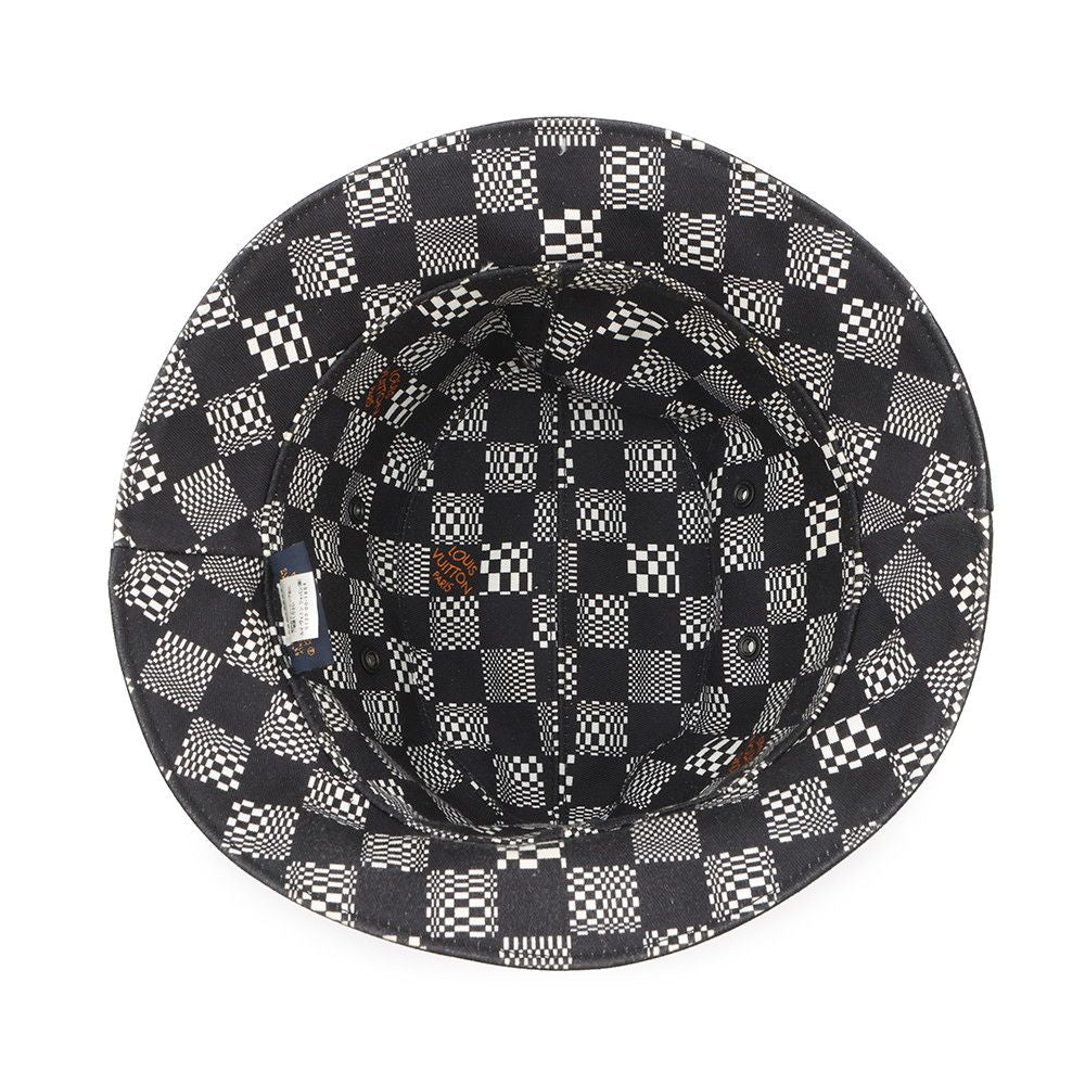 Louis Vuitton Hat Bonneted Damier Reversible Bucket Cotton Black White — view 6