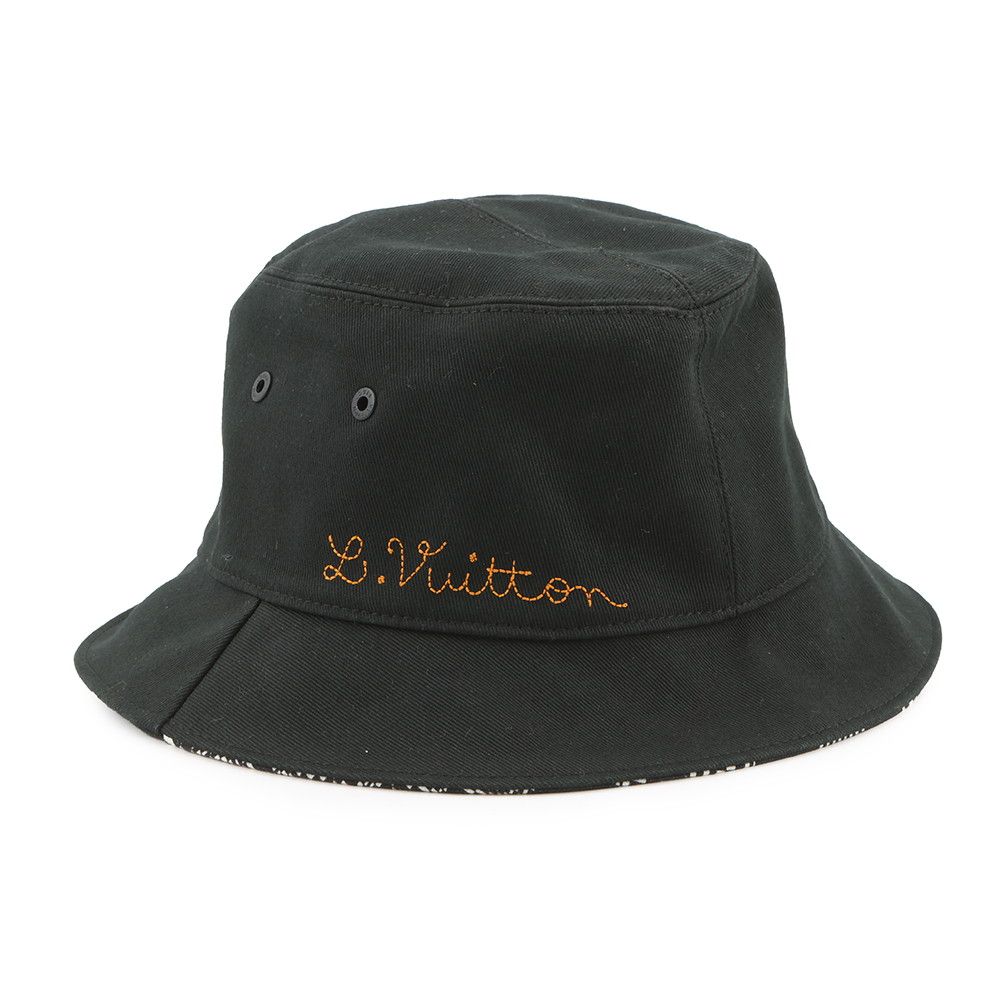 Louis Vuitton Hat Bonneted Damier Reversible Bucket Cotton Black White — view 4