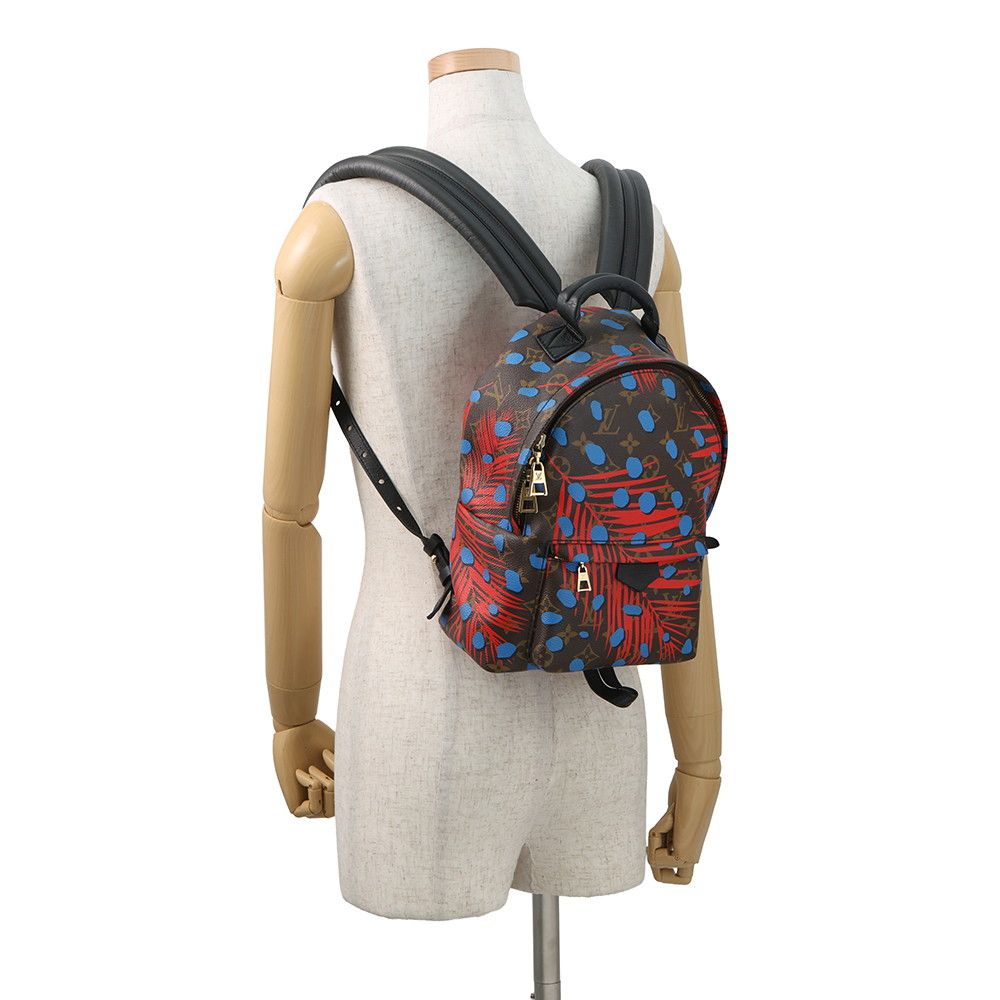 Louis Vuitton Backpack Monogram Jungle Dot Palm Springs PM Noir Black Red Blue — view 5