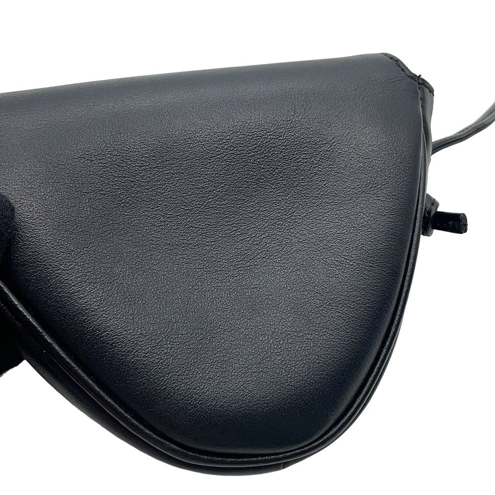 Celine Shoulder Bag Mini Triangle Logo Leather Pochette Black — view 7