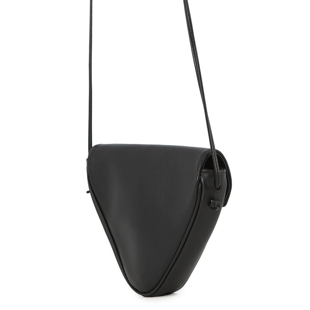 Celine Shoulder Bag Triangle Logo Leather Pochette Black — view 2