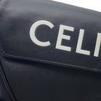 Celine Shoulder Bag Triangle Logo Leather Pochette Black — view 7