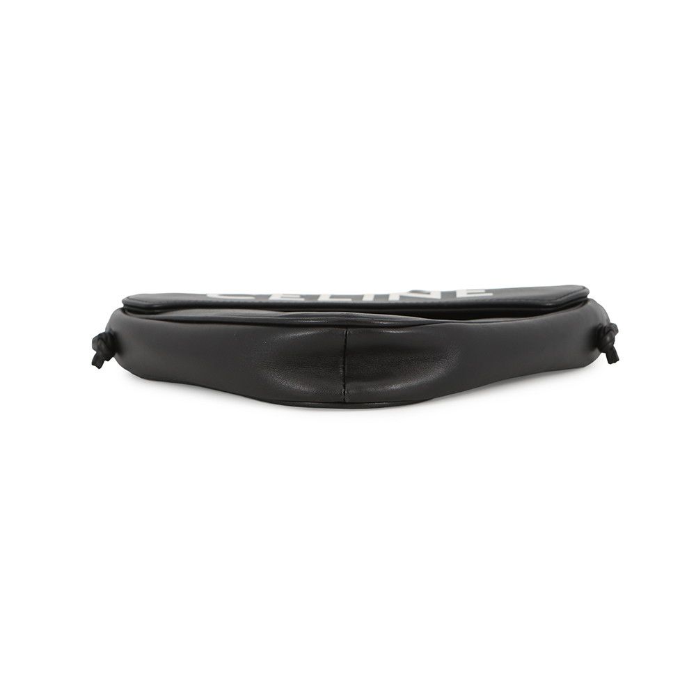 Celine Shoulder Bag Triangle Logo Leather Pochette Black — view 3