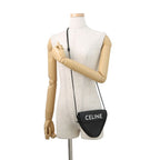 Celine Shoulder Bag Triangle Logo Leather Pochette Black — view 4