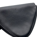 Celine Shoulder Bag Triangle Logo Leather Pochette Black — view 6
